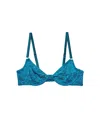 Fleur Du Mal Le Stretch Lace Demi Bra In Aquamarine
