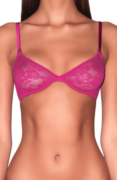 Fleur Du Mal Le Stretch Lace & Silk Demi Bra In Big Spender
