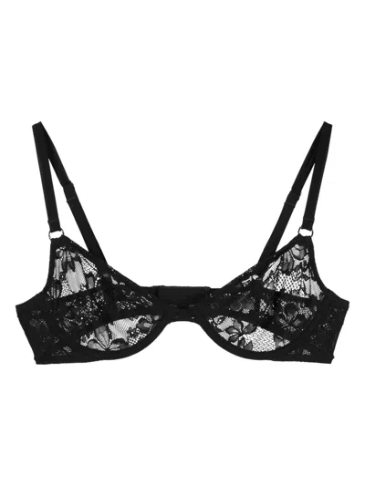 Fleur Du Mal Le Stretch Lace-embroidery Bra In Black
