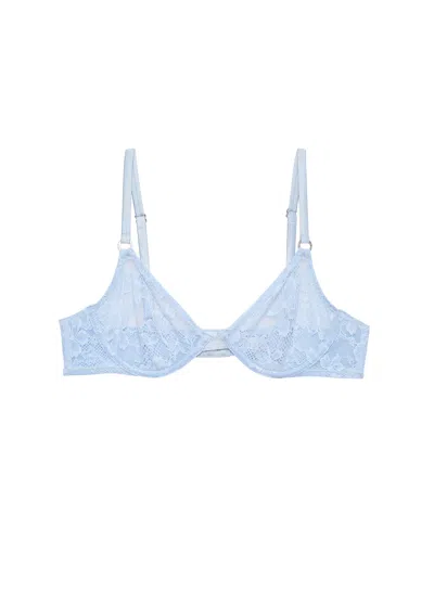 Fleur Du Mal Le Stretch Lace Demi Bra In Blue