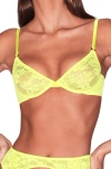 Fleur Du Mal Le Stretch Lace Demi Bra In Neon Yellow