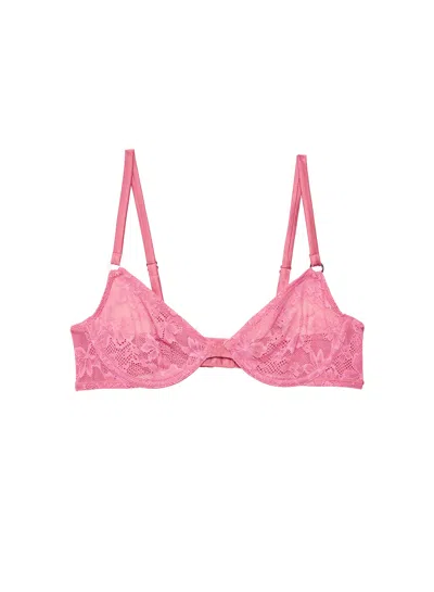 Fleur Du Mal Le Stretch Lace Demi Bra In Pink Cadillac