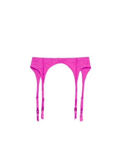 Fleur Du Mal Le Stretch Lace Garter Belt In Pink
