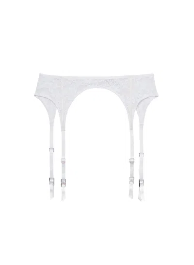Fleur Du Mal Le Stretch Lace Garter Belt In White