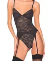 Shop Fleur Du Mal Le Stretch Lace Garter In Black