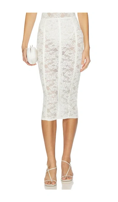Fleur Du Mal Le Stretch Lace Pencil Skirt In White