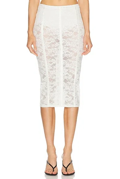 Fleur Du Mal Le Stretch Lace Pencil Skirt In White