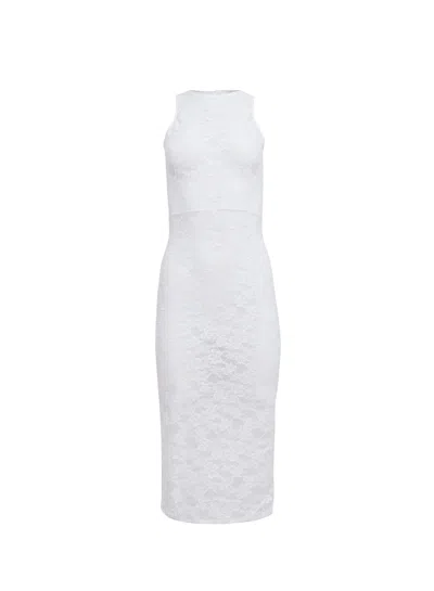 Fleur Du Mal Le Stretch Lace Racer Tank Dress In White