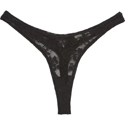 Fleur Du Mal Le Stretch Lace Thong In Black