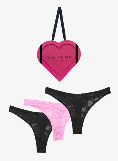 Fleur Du Mal Le Stretch Lace Thong Gift Set In Multi