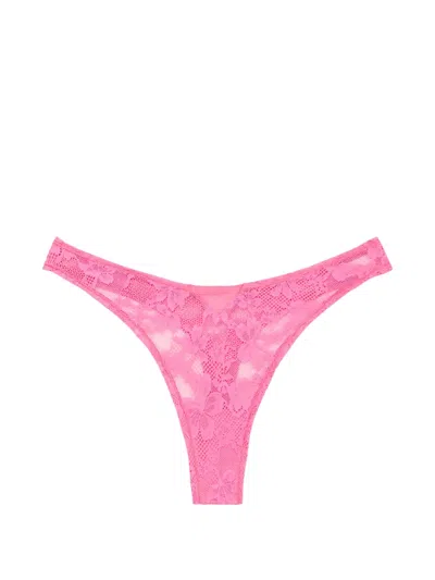 Fleur Du Mal Le Stretch Lace Thong In Pink