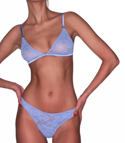 Fleur Du Mal Le Stretch Lace Triangle Bra In Denim Blue