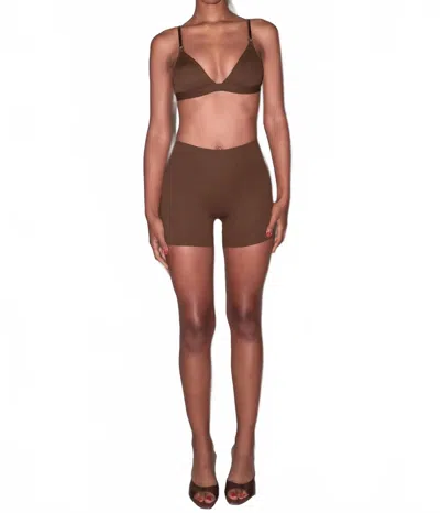Fleur Du Mal Le Stretch Micro Bike Short In Cocoa In Brown