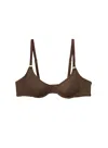 Fleur Du Mal Le Stretch Micro Demi Bra In Cocoa