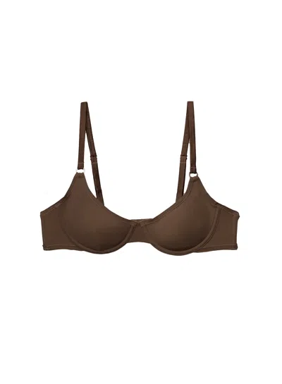 Fleur Du Mal Le Stretch Micro Demi Bra In Cocoa