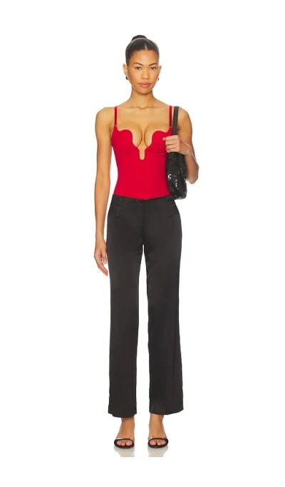 Fleur Du Mal Le Stretch Micro Seduce U-plunge Bodysuit In Red
