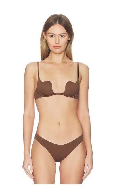Fleur Du Mal Le Stretch Micro Seduce U-plunge Bra In Brown