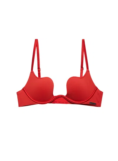 Fleur Du Mal Le Stretch Micro Seduce U-plunge Bra In Red