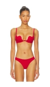 Fleur Du Mal Le Stretch Micro Seduce U-plunge Bra In Red