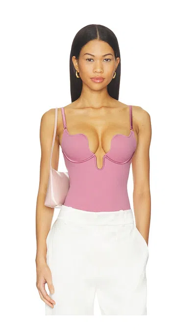 Fleur Du Mal Le Stretch Micro Seduce U-plunge Bodysuit In Pink