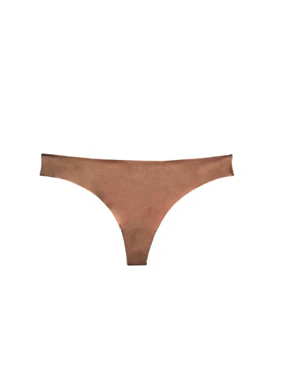 Fleur Du Mal Le Stretch Micro Thong In Caramel