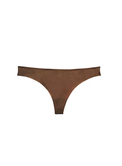 Fleur Du Mal Le Stretch Micro Thong In Cocoa