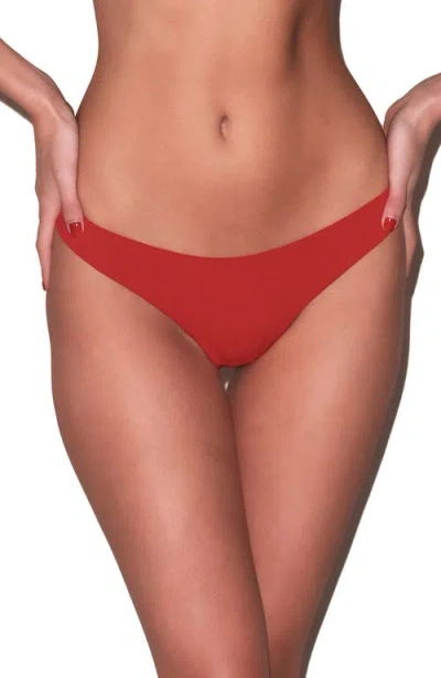 Fleur Du Mal Le Stretch Micro Thong In Red