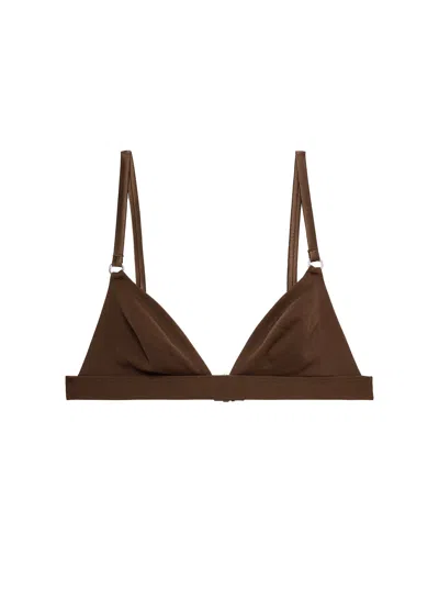 Fleur Du Mal Le Stretch Micro Triangle Bra In Cocoa