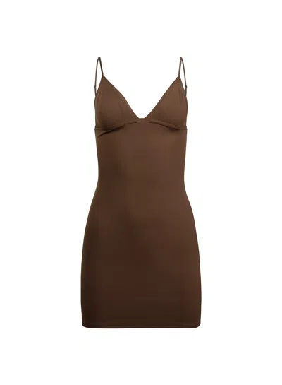 Fleur Du Mal Le Stretch Micro Triangle Slip In Cocoa