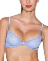 Fleur Du Mal Le Stretch Multi Fit Lace Unlined Demi Bra In Denim