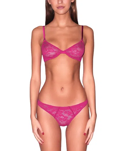Fleur Du Mal Le Stretch Multi Fit Lace Unlined Demi Bra In Pink