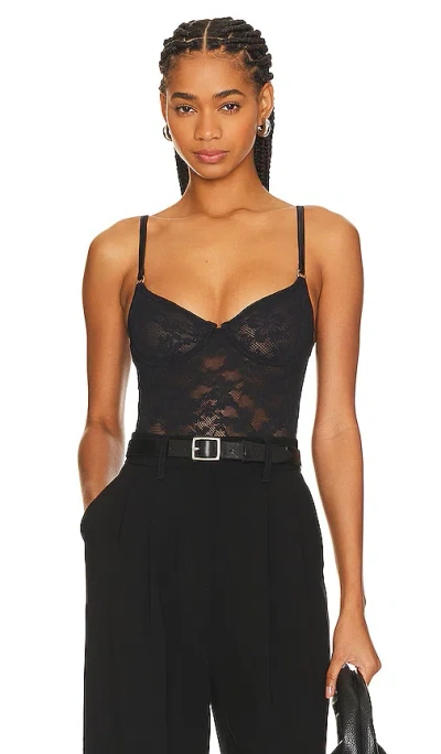Fleur Du Mal Le Stretch Lace Bodysuit In Black