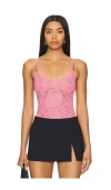 Fleur Du Mal Le Stretch Floral-lace Detailing Bodysuit In Pink Cadillac