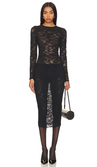 Fleur Du Mal Rosalia Lace Long Sleeve Dress In Black