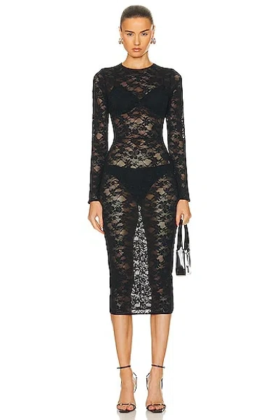 Fleur Du Mal Rosalia Lace Long Sleeve Dress In Black