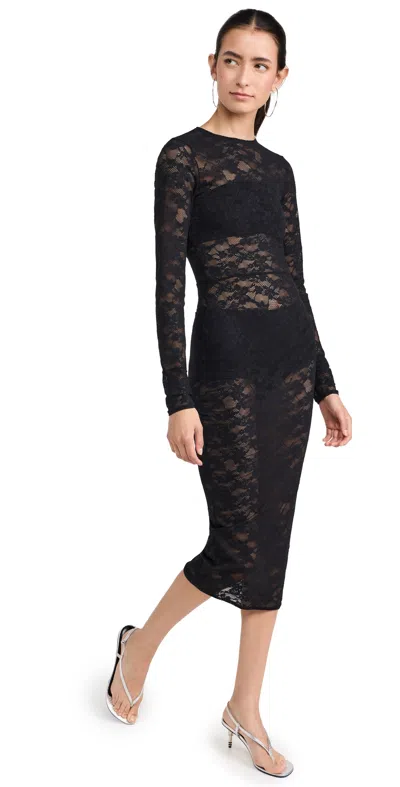 Fleur Du Mal Rosalia Lace Long Sleeve Dress In Black