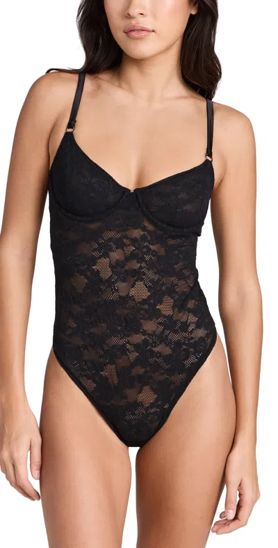 Fleur Du Mal Le Stretch Lace Bodysuit In Black