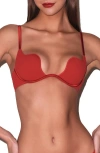 Fleur Du Mal Le Stretch U-neck Underwire Plunge Bra In Red