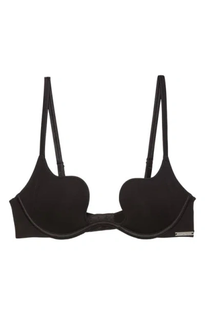Fleur Du Mal Le Stretch U-neck Underwire Plunge Bra In Black
