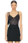 FLEUR DU MAL LE STRETCH WIRELESS LACE BODYSUIT