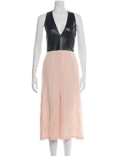 Pre-owned Fleur Du Mal Leather Midi Length Dress In Pink