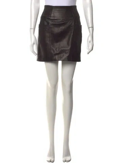 Pre-owned Fleur Du Mal Leather Mini Skirt In Brown