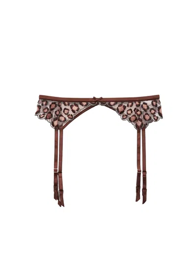 FLEUR DU MAL LEOPARD EMBROIDERY GARTER BELT