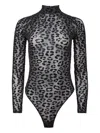 Fleur Du Mal Leopard Flocked Bodysuit In Black