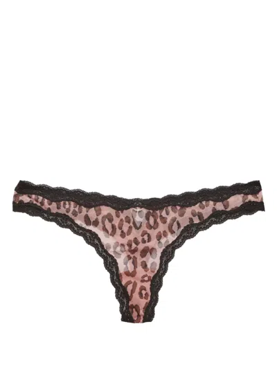 Fleur Du Mal Leopard-print Sheer Thong In Brown