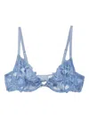 Fleur Du Mal Lily Embroidered Plunge Demi Bra In Blue