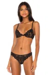 Fleur Du Mal Black Lily Embroidery Plunge Demi Bra In Black