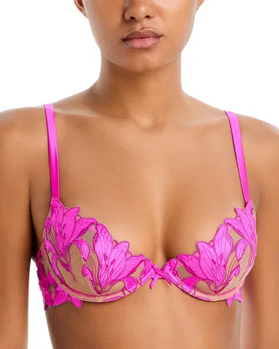 Fleur Du Mal Lily Embroidered Demi Underwire Bra In Pink