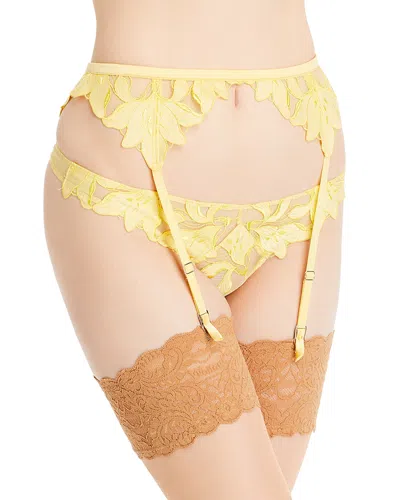 Fleur Du Mal Lily Embroidered Garter Belt In Daffodil