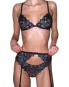 Fleur Du Mal Lily Embroidered Garter Belt In Fall Plaid